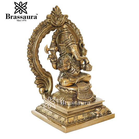 Brassaura™ Brass Ganesha Idol for Home and Decor | Weight 1.8 Kgs | Height 7 Inches