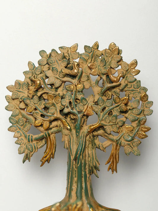 Brassaura® Brass Tree Urli Decorative Bowl with Stand | Pure Brass | Height 15.5 Inches & Weight 6.20 kgs