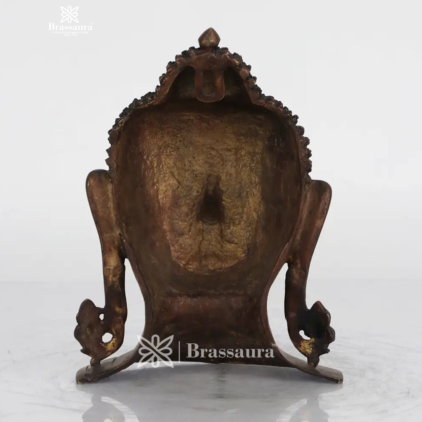 Brassaura® Copper Gold Buddha Head | Pure Superfine Brass Handcrafted Murti | Brass Statue for Home Temple, Pooja Room | Height 11 Inches | Weight 3.1 Kg