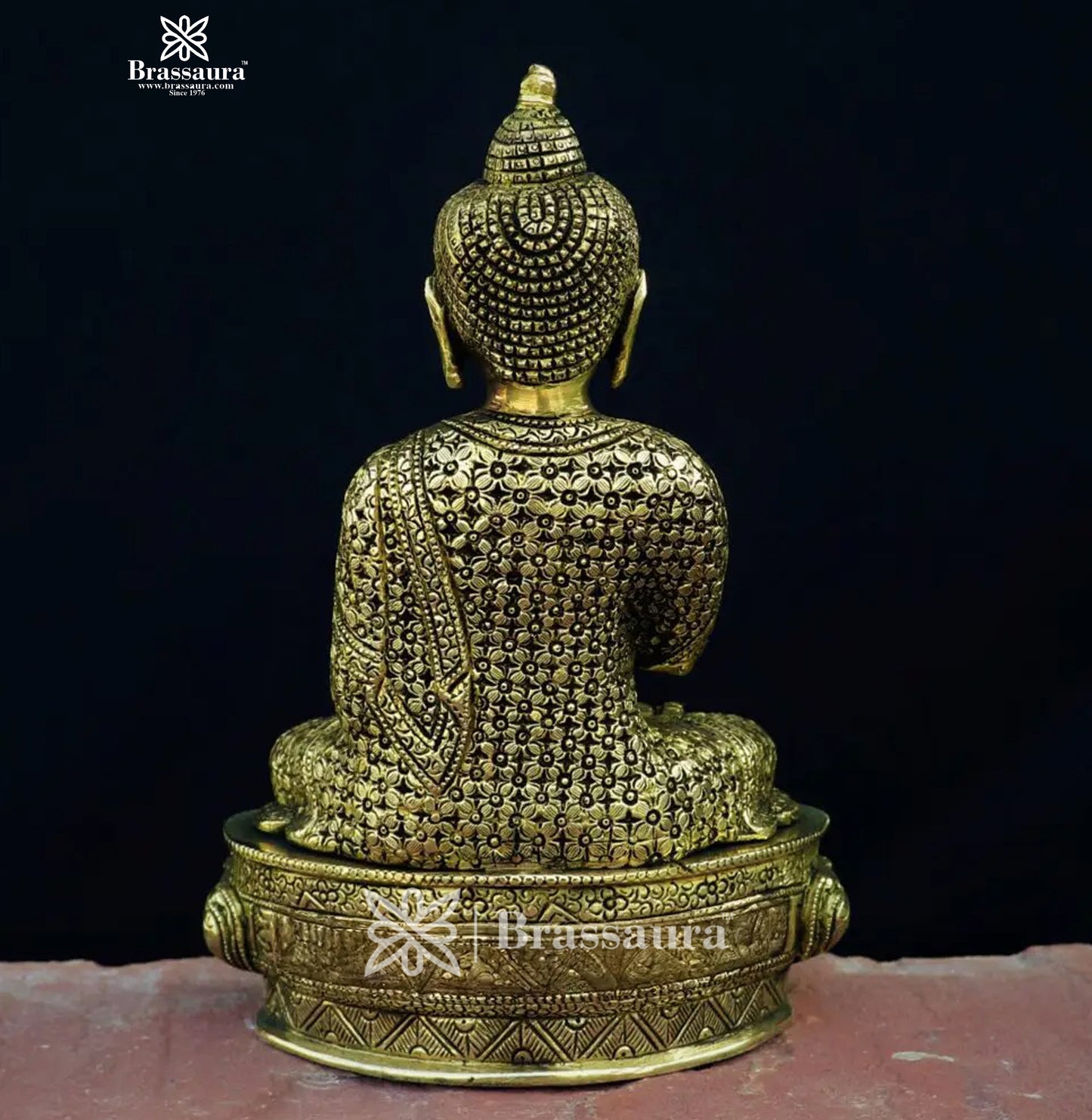 Brass Big Buddha statue for home and decor and gift Item weight 3.55 kg Height 10 inch