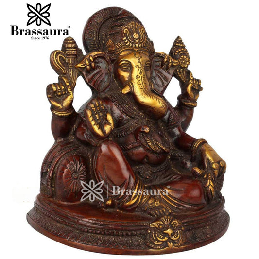 Brass Ganesha Statue For Home Decor And Gift Item Weight 2.5 Kg And Height 7 Inch