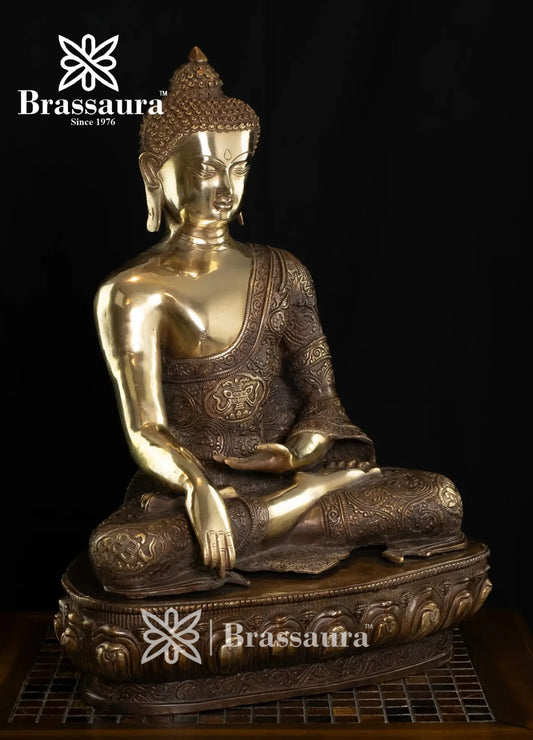 Brass Buddha For Home Décor And Gift Items Weight 22.5 Kg And Height 21.5 Inch
