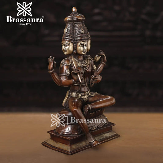Brassaura™ Brass Brahma Dev Idol – Height 16 Inches & Weight 7.27 Kgs | Sacred Representation for Home & Temple Décor