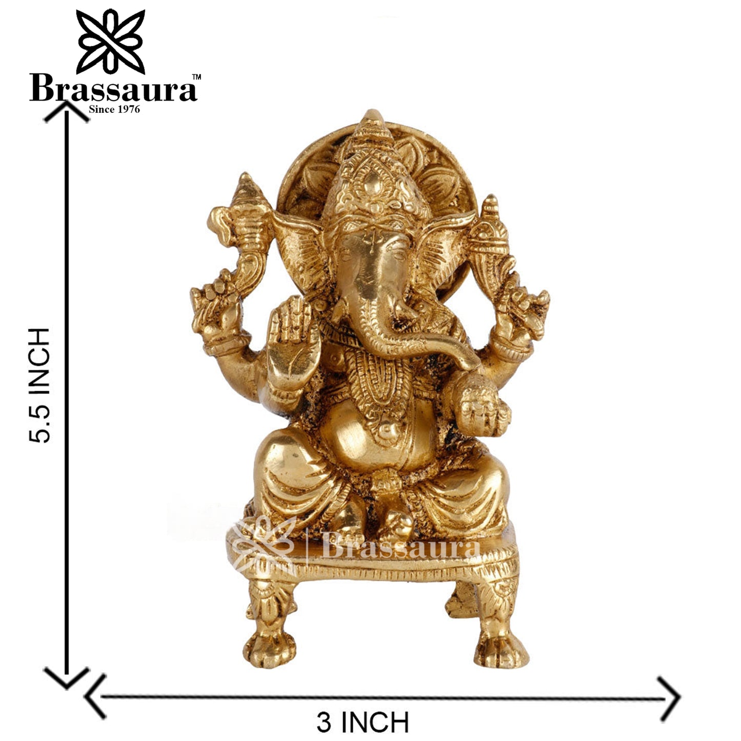 Brass Ganesha Statue For Home Decor And Gift Item Weight .9 Kg And Height 5.5 Inch