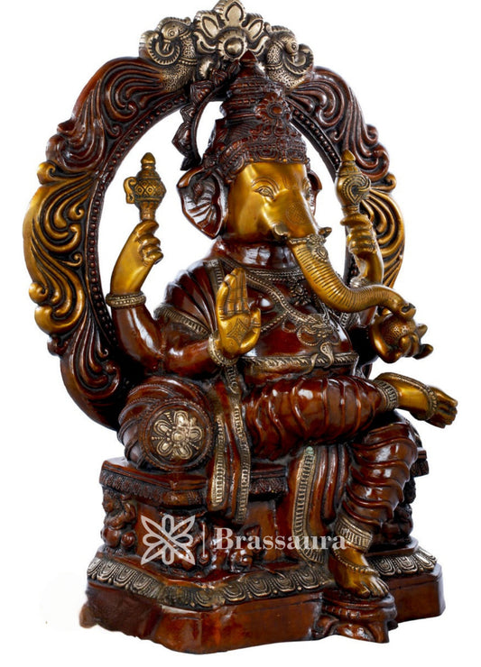Brass Ganesha Statue For Home Decor And Gift Item Weight 44 Kg And Height 31 Inch