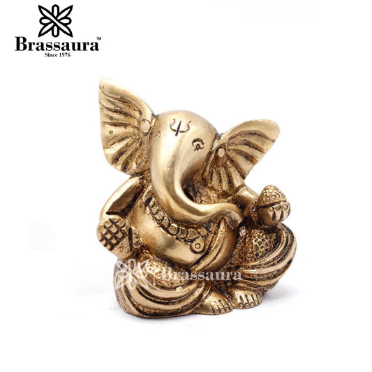 Brass Ganesha Statue For Home Decor And Gift Item Weight .45 Kg And Height 2.5 Inch