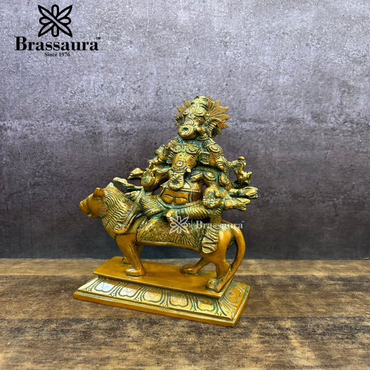Brass Ganesha Statue For Home Decor And Gift Items Weight 2.6 Kg And Height 8.7 Inches