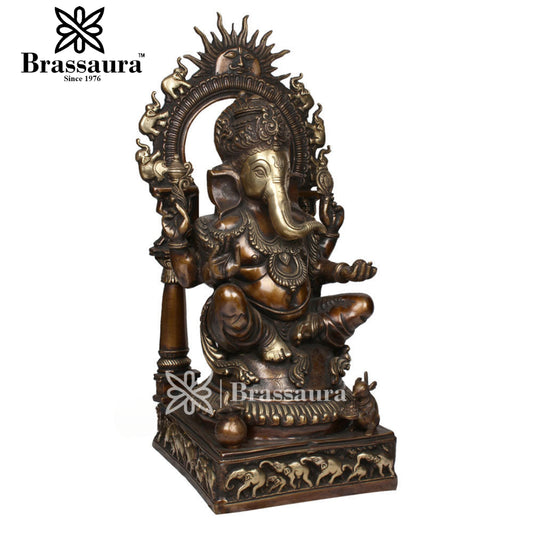 Brass Ganesha Statue For Home Decor And Gift Item Weight 26 Kg And Height 24 Inch