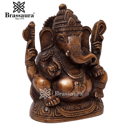 Brass Ganesha Statue For Home Decor And Gift Items Weight 1.4 Kg And Height 5.5 Inches