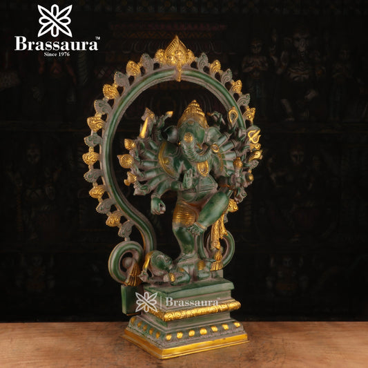 Brassaura™ Brass Dancing Ganesha Idol for Home and Decor | Weight 22 Kgs | Height 25.5 Inches