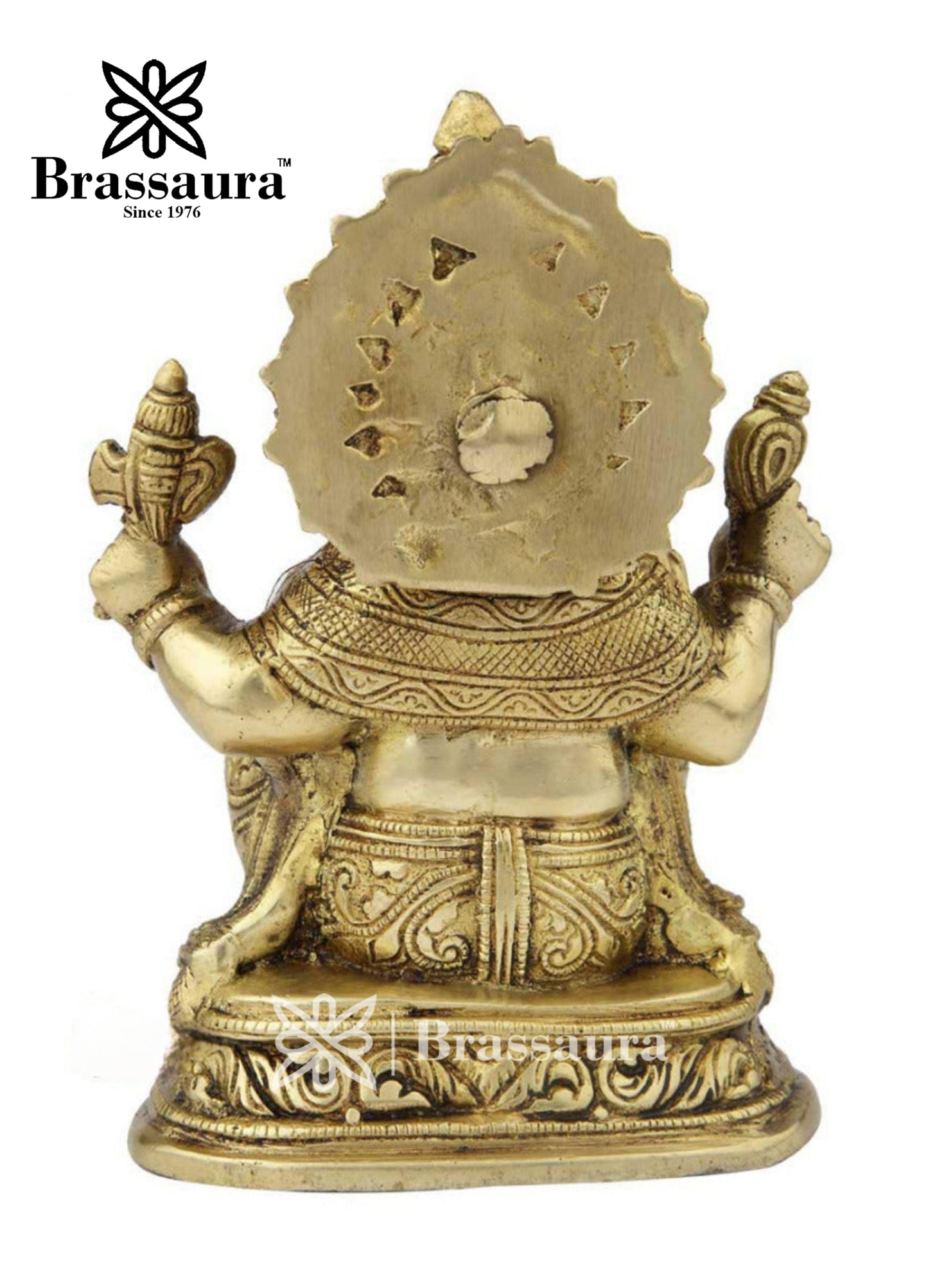 Brassaura™ Brass Ganesha Idol for Home and Decor | Weight 2.5 Kgs | Height 8 Inches