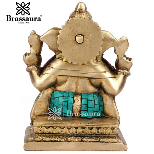 Brassaura™ Brass Ganesha Statue | Handcrafted Vinayaka Idol for Home & Décor | Height 6.5 Inches & Weight 1.9 Kgs