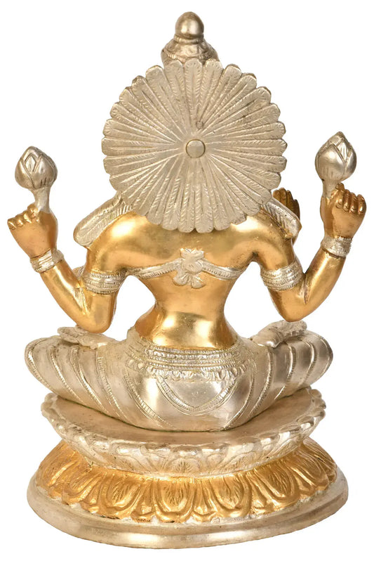Brassaura® Four-Armed Goddess Lakshmi in Abhaya Mudra | Brass Statue | Height 9.6 Inches & Weight 3.10 kgs