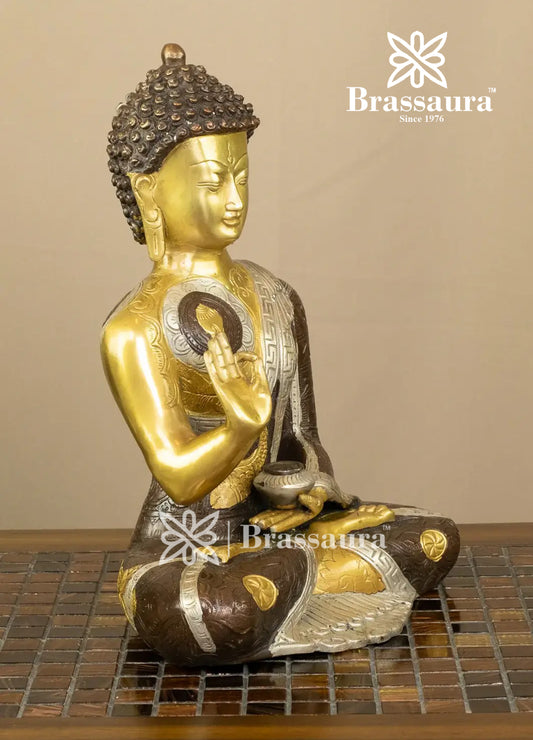 Brass Buddha For Home And Décor Weight 5 kg Height 12 Inch