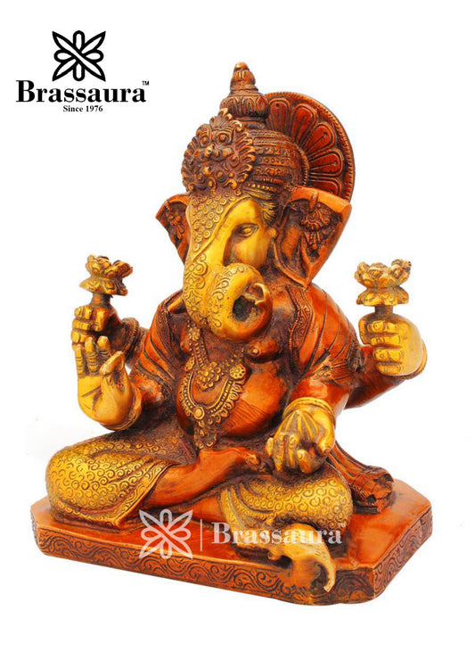 Brassaura Brass Ganesha Statue – “Pathfinder of Success” | Height 9 Inches