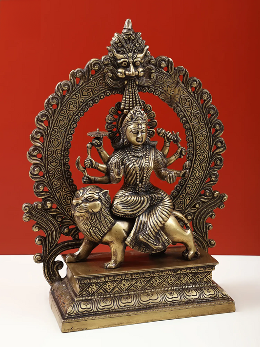 Brassaura® Brass Maa Durga Statue | Height 14.57 Inches & Weight 5.50 kg