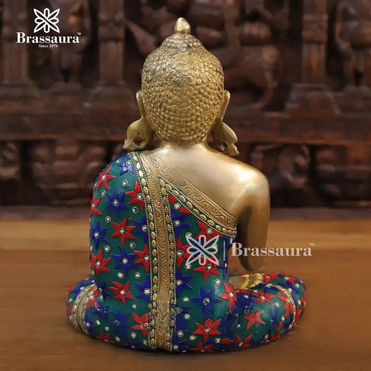 Brass Buddha For Home And Décor Weight 6 kg Height 12 Inch
