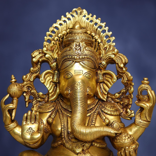 BIG BRASS GANESH IDOL HEIGHT 25.5 INCH