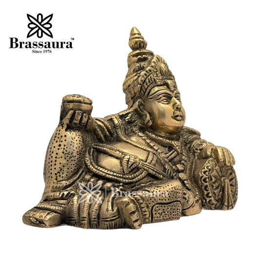 Brassaura™ Brass Kuber Idol – Height 5.6 Inches & Weight 1.9 Kgs | Handcrafted Pooja Sculpture