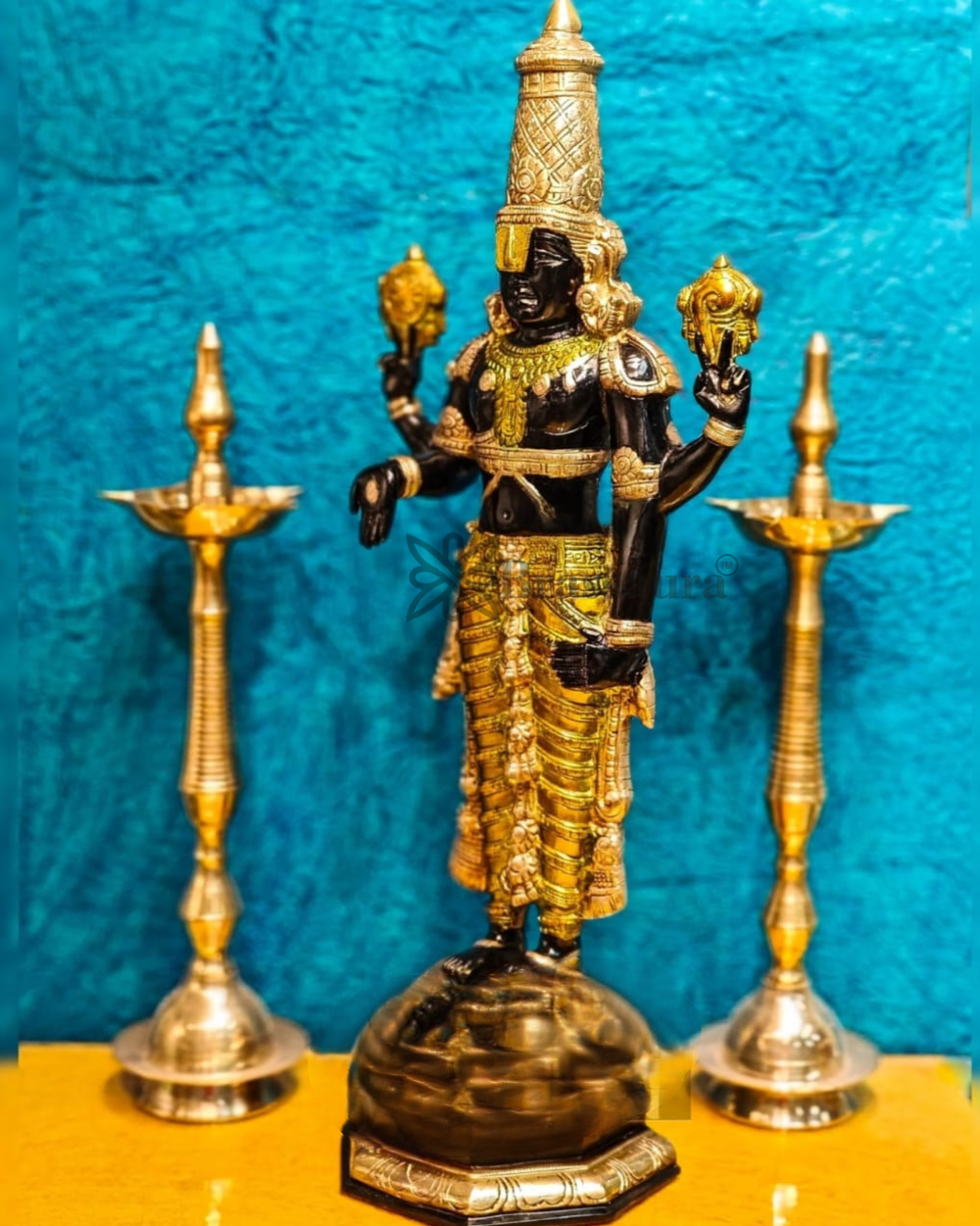 Brassaura™ Pure Brass Tirupati Balaji Idol – 33.5 Inches, 22 Kgs