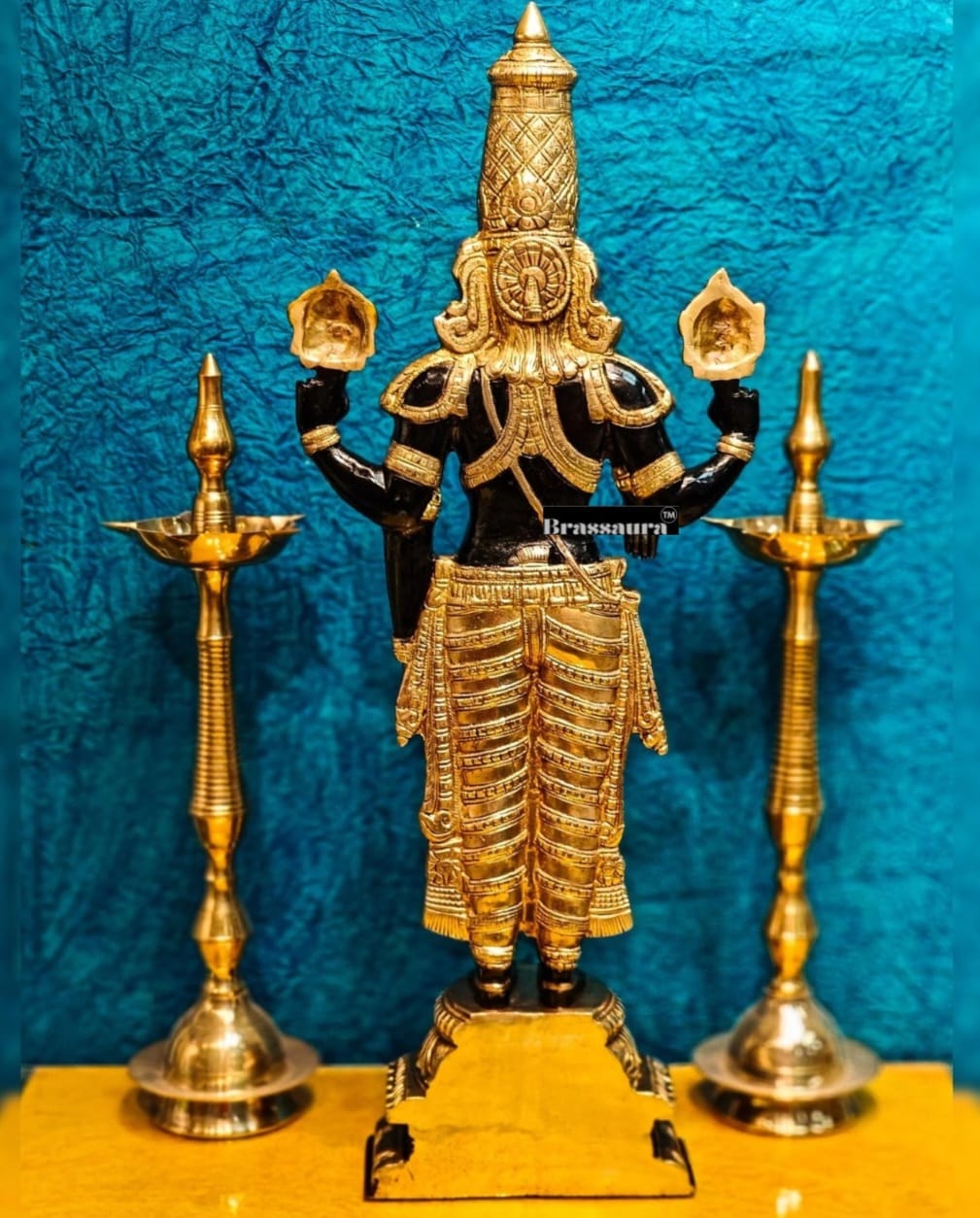 Brassaura™ Pure Brass Tirupati Balaji Idol – 33.5 Inches, 22 Kgs