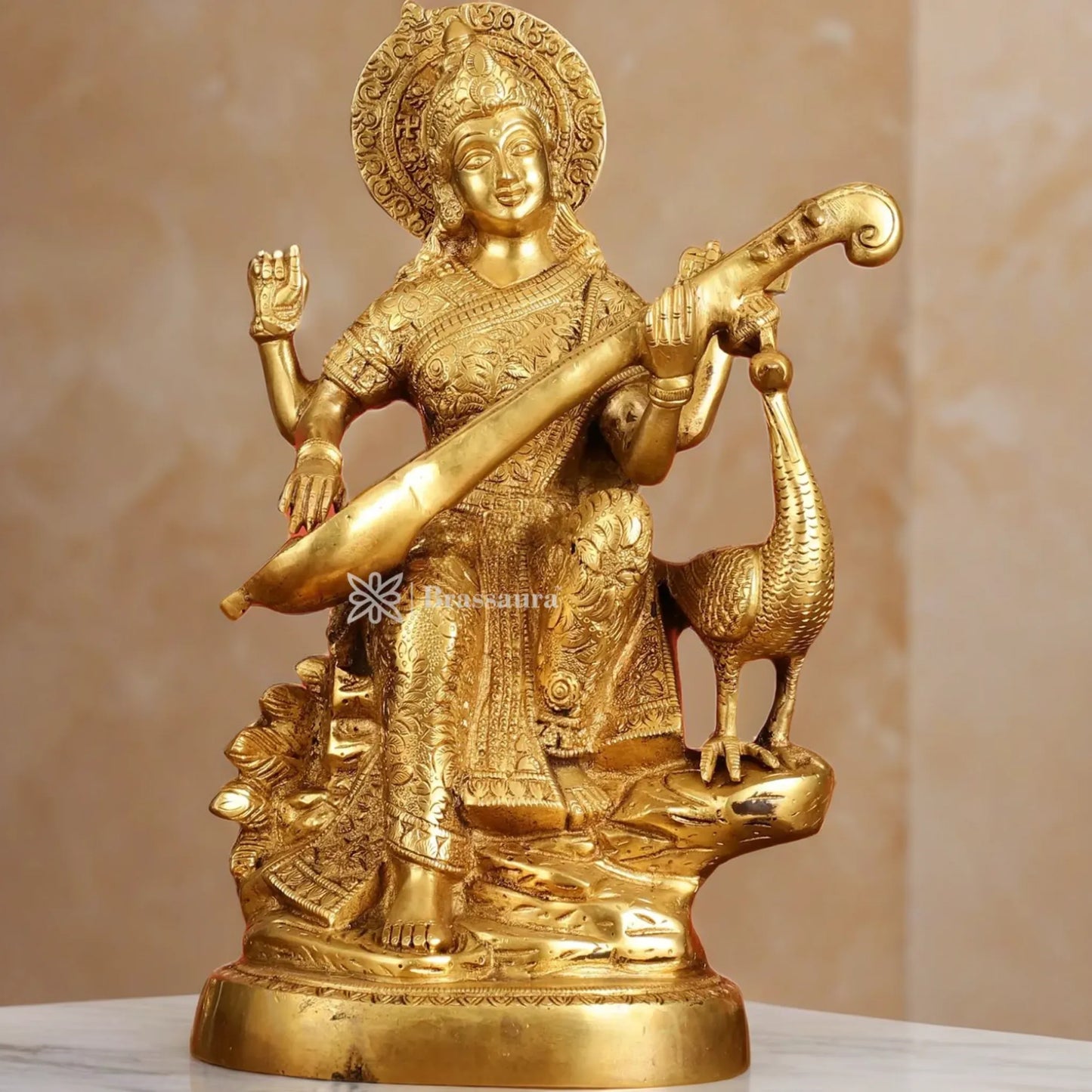 Brass Saraswati Idol for Home and Decor Height 15 Inches & Weight 10 Kgs