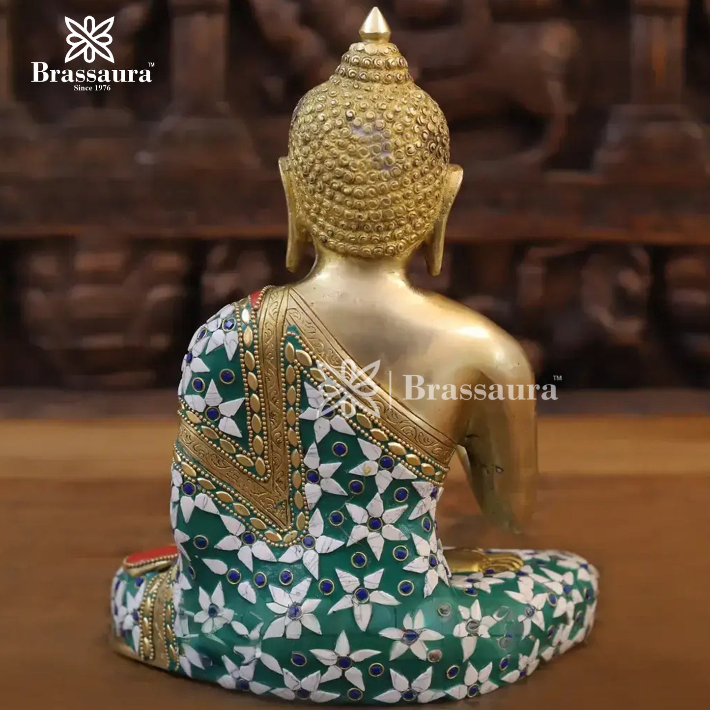Brass Buddha For Home And Décor Weight 4.14 kg Height 10.5 Inch