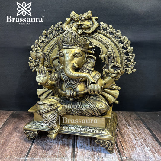 Brass Ganesha Statue For Home Decor And Gift Items Weight 16.8 Kg And Height 19 Inches
