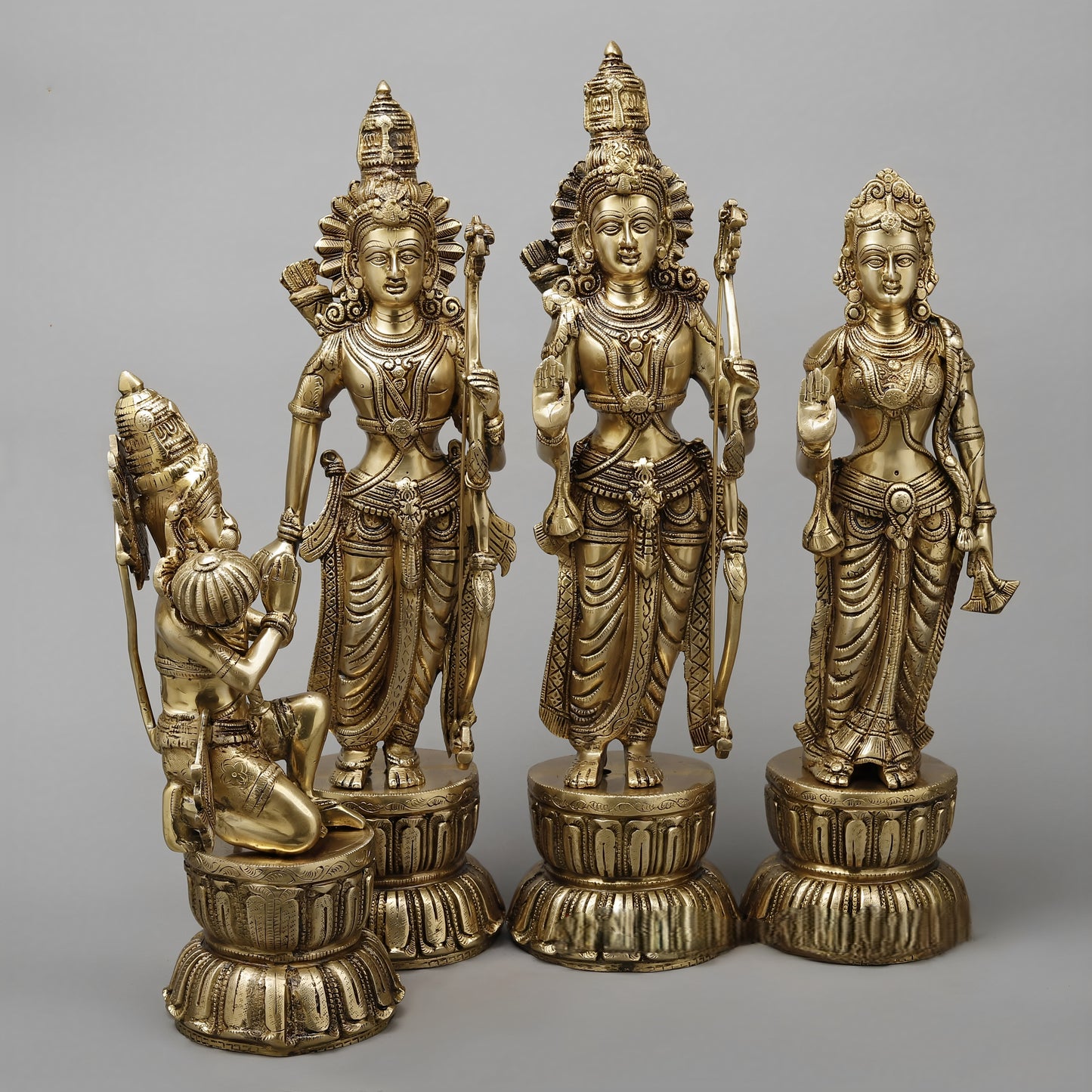Brassaura™ Pure Brass Ram Darbar Set – 23 Inch Height, 30.630 Kg Weight – Handcrafted North Indian Idol Set