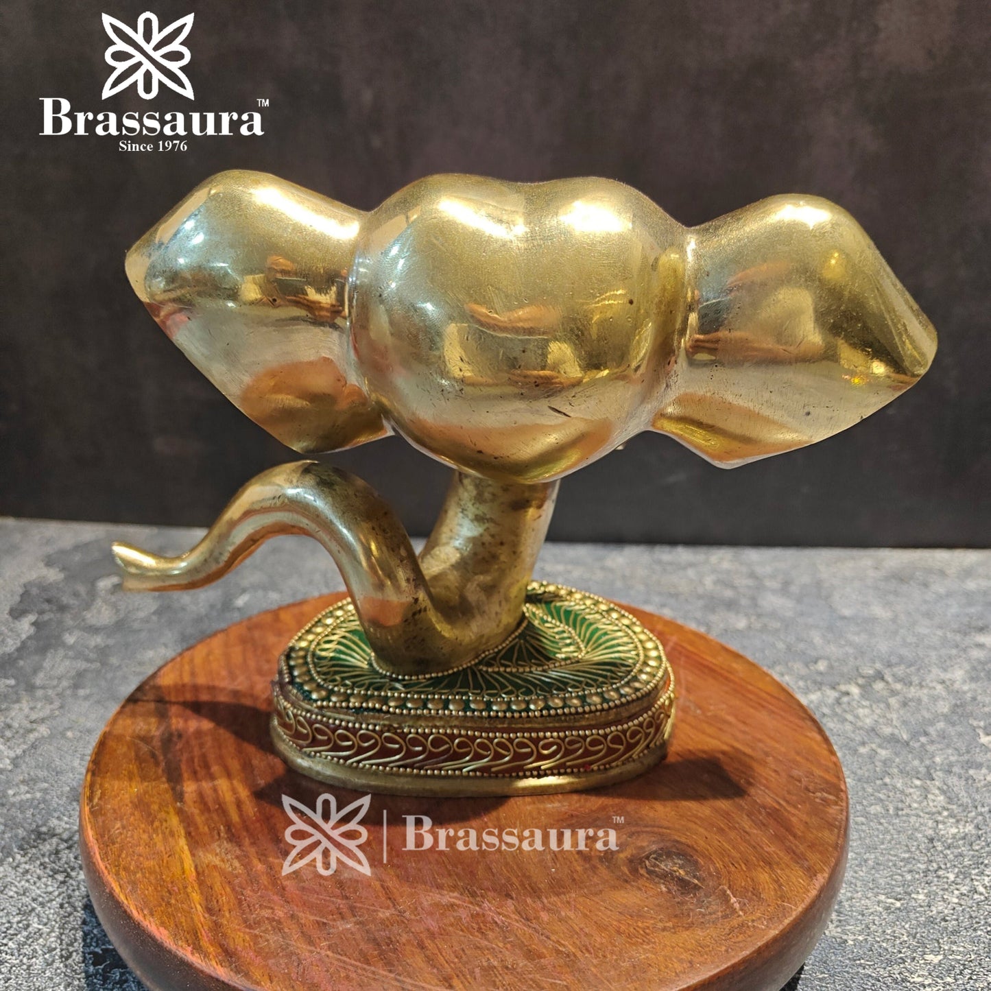 Brassaura™ Brass Gem Stone Work Modern Ganesha Statue for Home and Decor | Weight 2.7 Kgs | Height 6 Inches