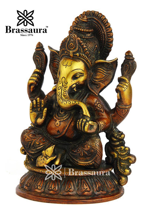 Brass Ganesha Statue For Home Decor Weight 2.5 Kg And Height 7 Inch