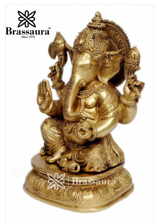 Brass Ganesh For Home Decor Weight 5 Kg And Height 10 Inch