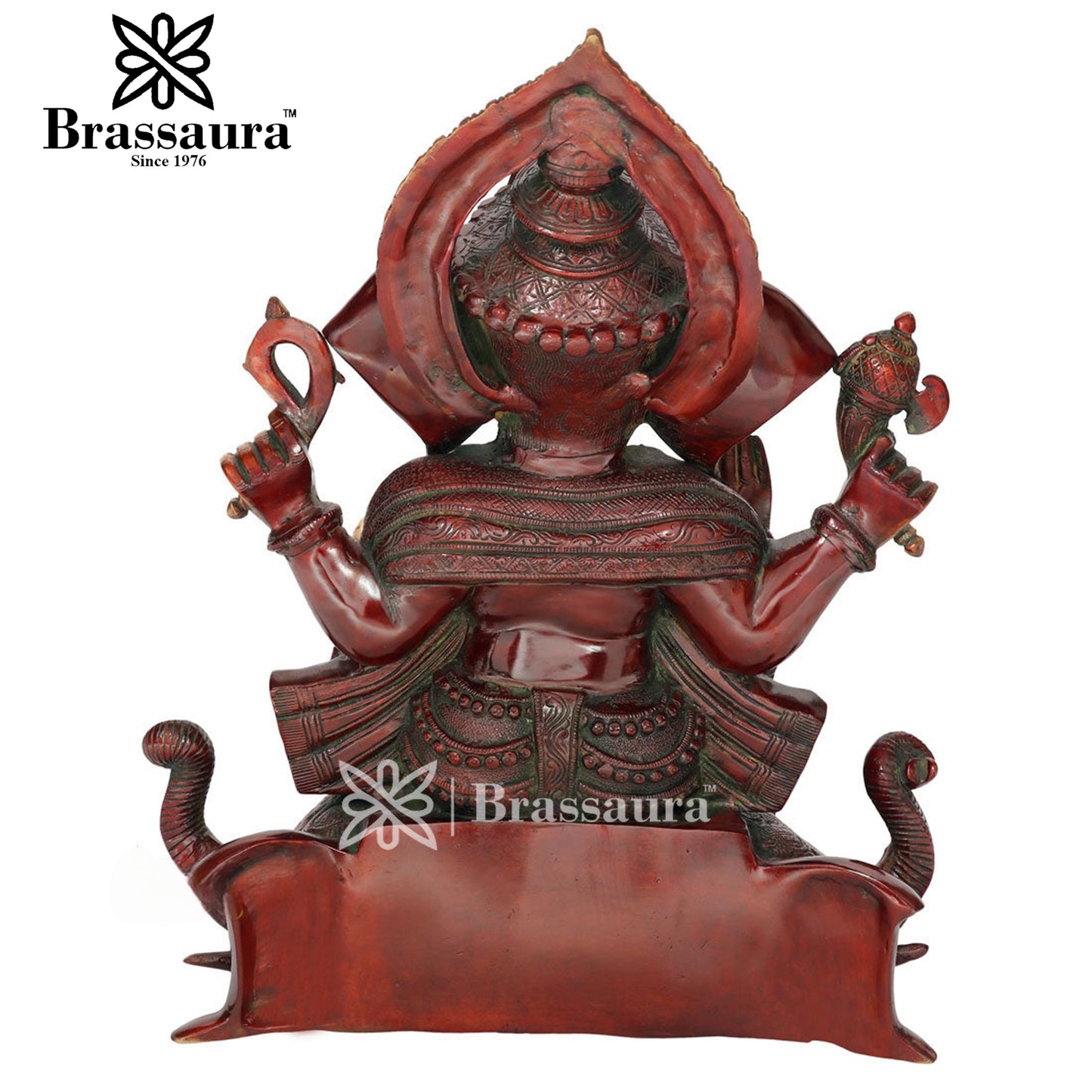 Brassaura™ Brass Ganesha Idol for Home Décor | Weight 17 Kgs | Height 18 Inches