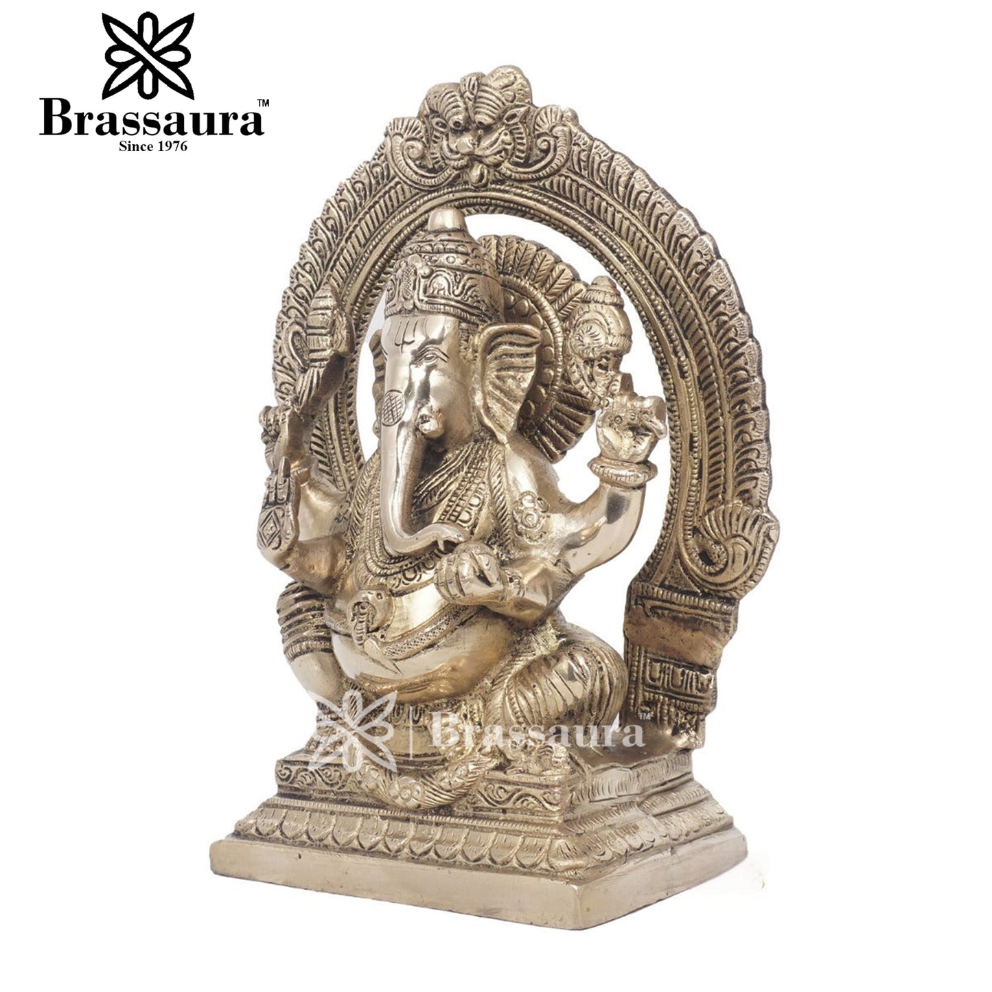 Brassaura™ Brass Ganesha Idol for Home and Decor | Weight 2.3 Kgs | Height 8.5 Inches