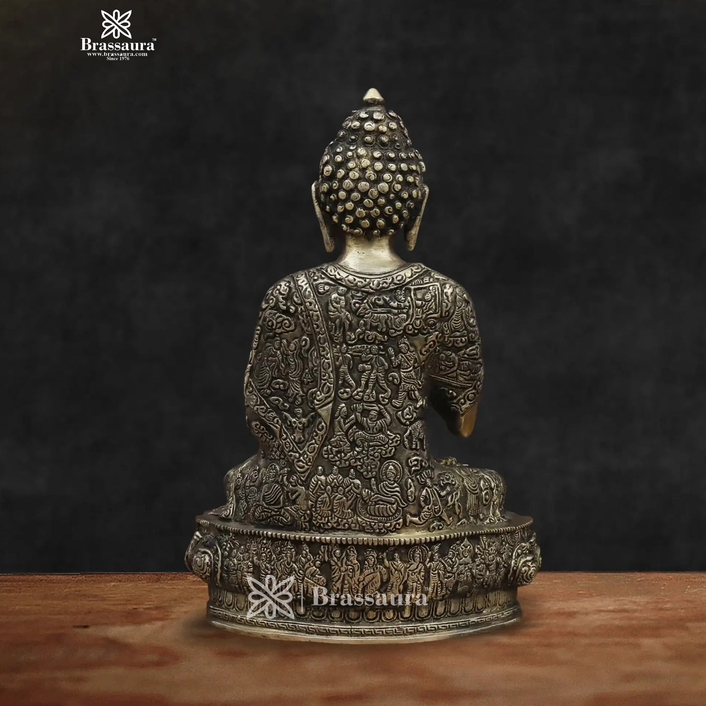 Brass Big Buddha statue for home and decor and gift Item weight 4.12 kg Height 12.5 inch