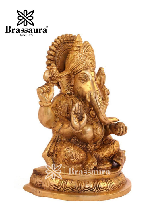 Brass Ganesha Statue For Home Decor And Gift Item Weight 3 Kg And Height 8 Inch