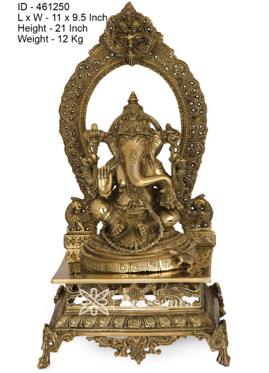 Brassaura™ Brass Ganesha Statue for Home and Decor | Weight 13 Kgs | Height 21 Inches
