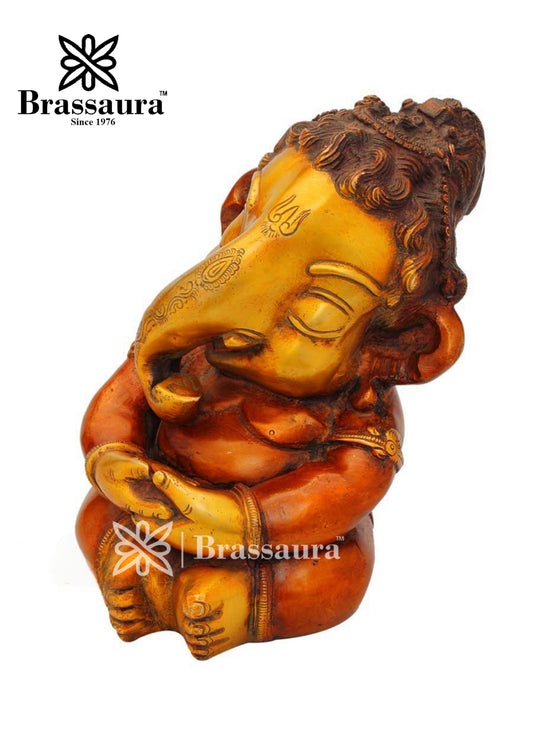 Brassaura Handcrafted Brass Ganesha for Spiritual Blessings | Height 8 Inches