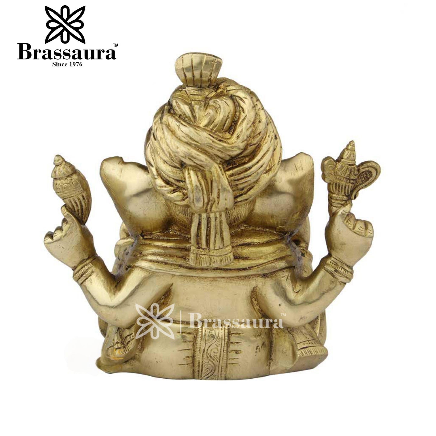 Brass Turban Ganesha Statue For Home Decor And Gift Item Weight 3.6 Kg And Height 8 Inch