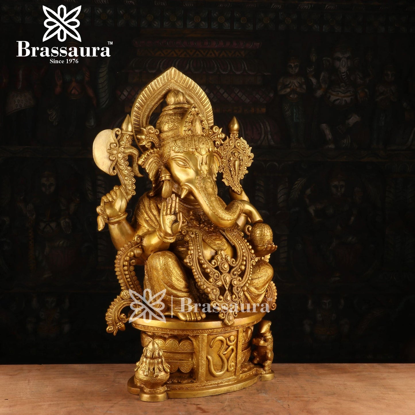 Brassaura™ Brass Jewellery Ganesha Idol for Home and Decor | Weight 29.5 Kgs | Height 23 Inches