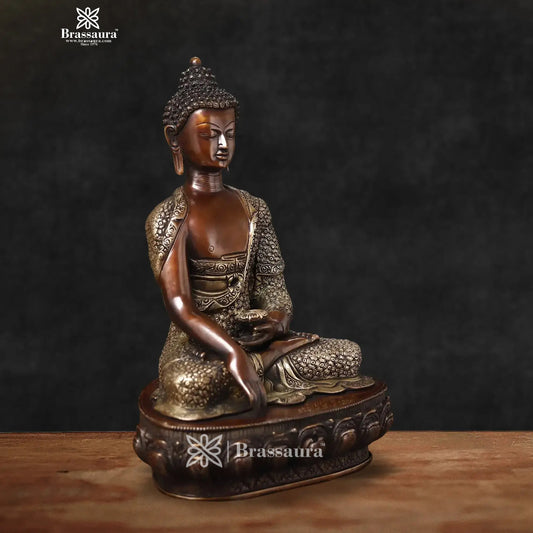 Brass Big Buddha statue for home and decor and gift Item weight 11.2 kg Height 17 inch