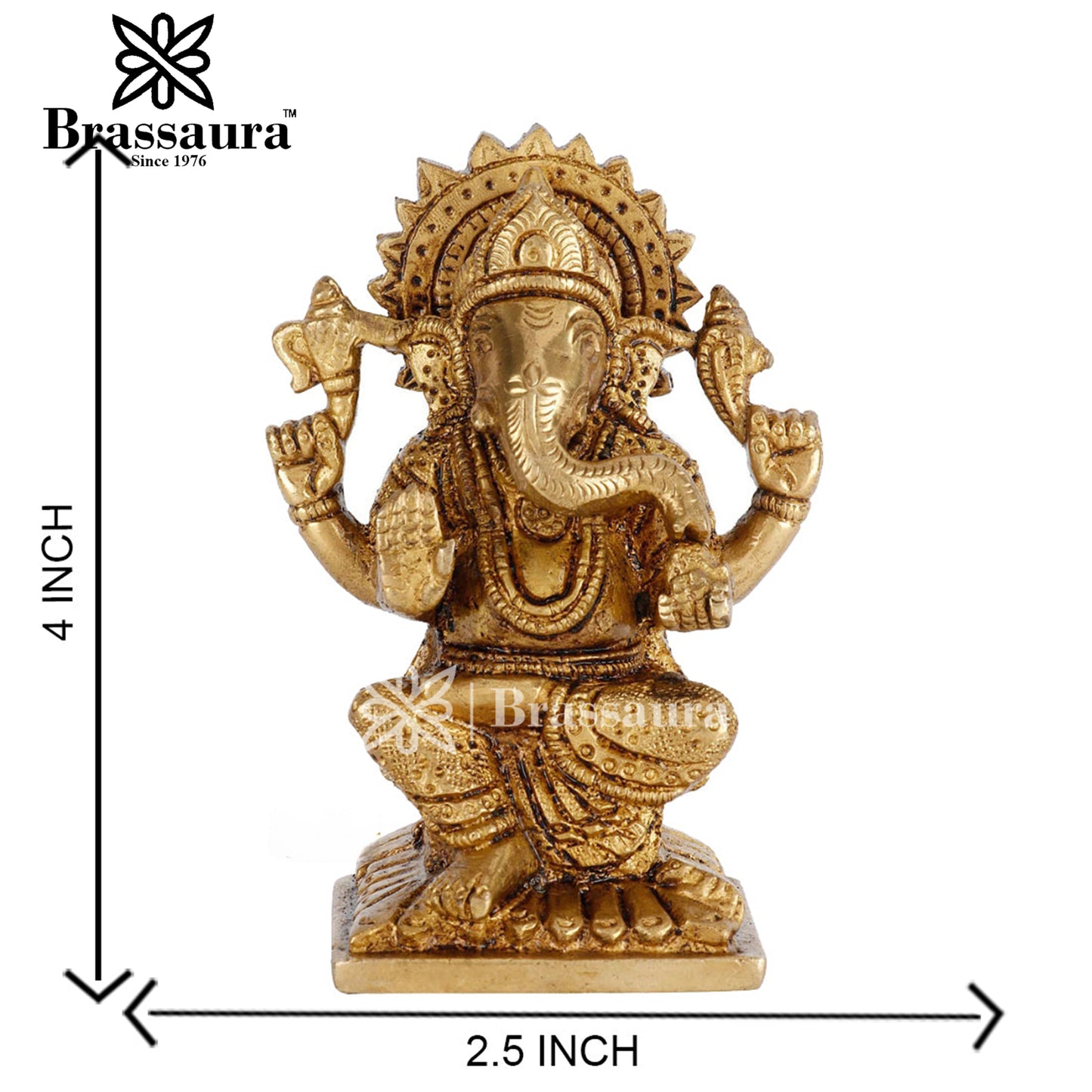 Brass Ganesha Statue For Home Decor And Gift Item Weight .6 Kg And Height 4 Inch