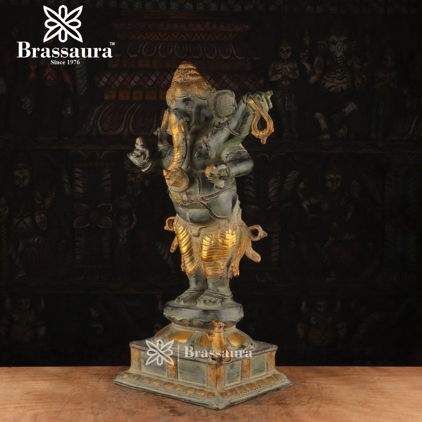 Brass Ganesha Statue For Home Decor And Gift Items Weight 15.7 Kg And Height 24 Inches