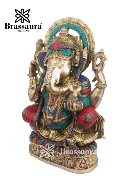Brassaura™ Brass Ganesha Statue – “Lord of Beginnings” | Height 21 Inches & Weight 20 Kgs