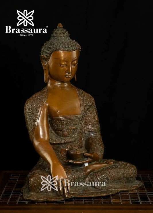 Brass Buddha For Home Décor And Gift Items Weight 11.4 Kg And Height 16 Inch