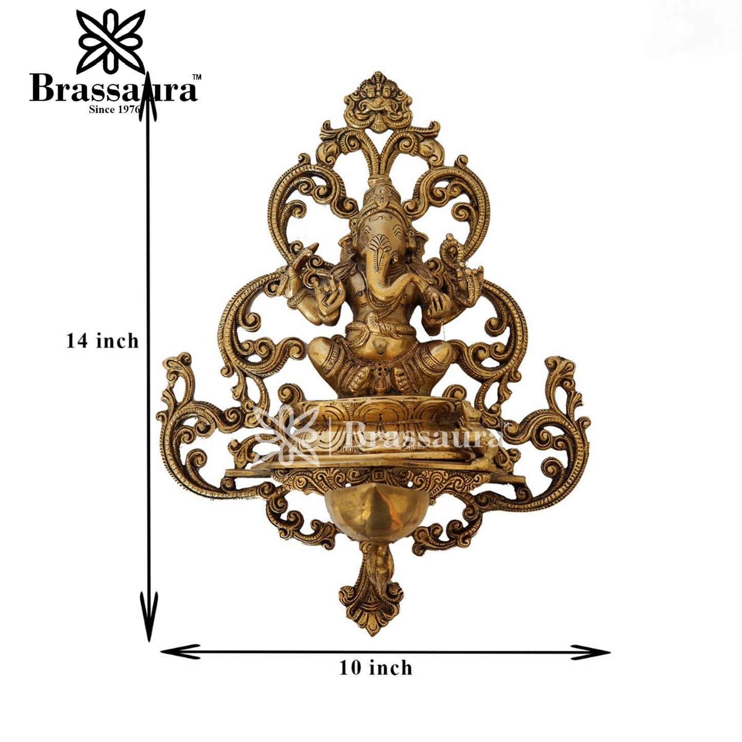 Brass Wall Hanging Ganesha Diya For Home Decor And Gift Item Weight 3.7 Kg And Height 17 Inches