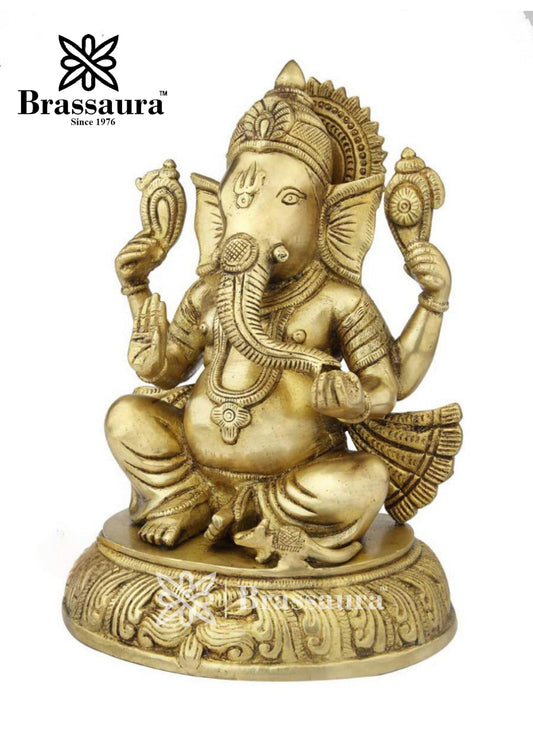 ब्रासौराम™ ब्रास गणेश प्रतिमा – "खुशियों के अग्रदूत" | ऊंचाई 12 इंच