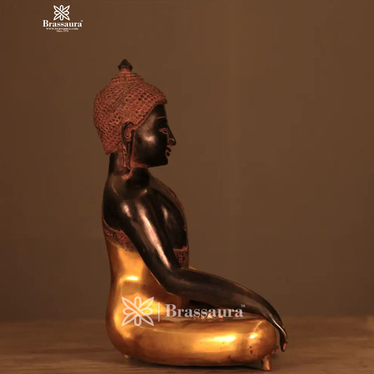 Brass Big Buddha statue for home and decor and gift Item weight 10.5 kg Height 16 inch