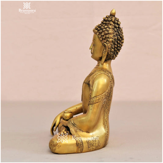 Brass Big Buddha statue for home and decor and gift Item weight 3.4 kg Height 11 inch
