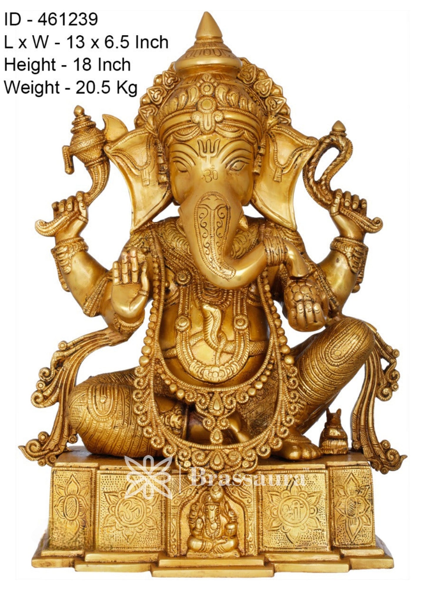 Brass Ganesha Statue For Home Decor And Gift Item Weight 21 Kg And Height 18 Inch